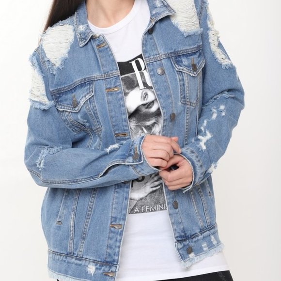 Distressed Denim Jacket - Picture 6 of 8